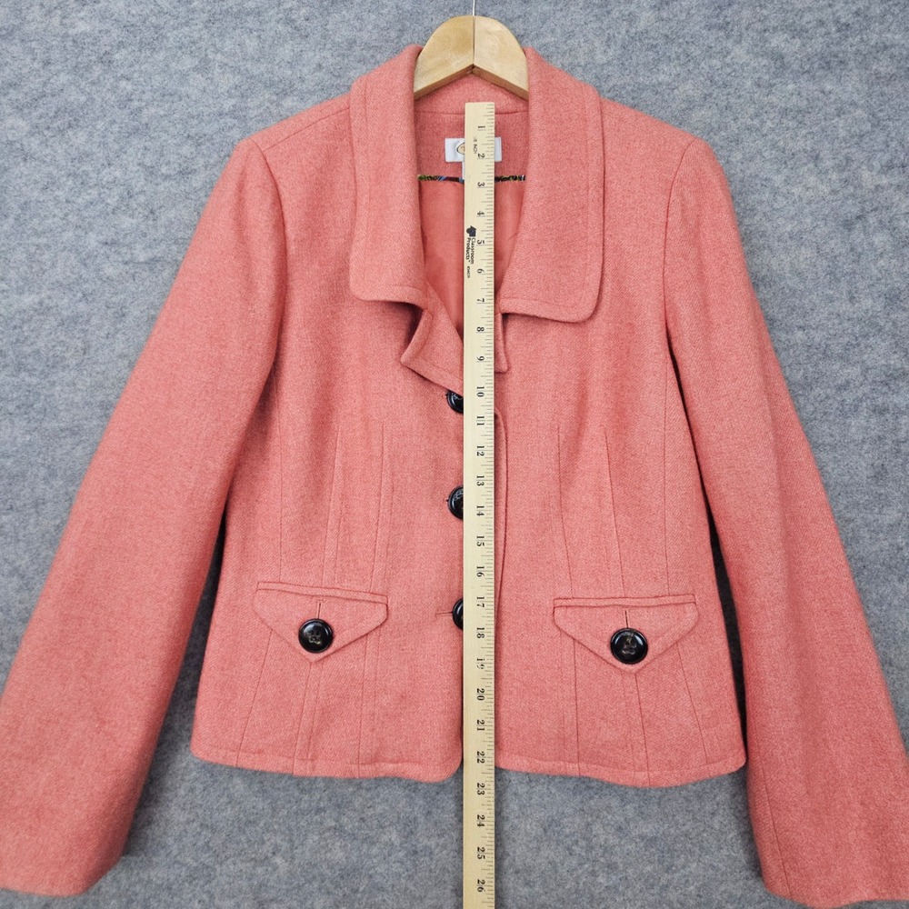 Talbots Women's Coral Pink Wool/Viscose Blend Blazer Size 8 Button Front Jacket - Picture 8 of 11